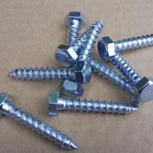 Značkový Vrut / šroub do dřeva se šestihrannou hlavou 12X140mm - DIN 571, bílý zinek