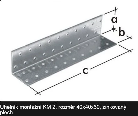 Rohový plech 40x40x60mm zinek bílý Hit Sezóny