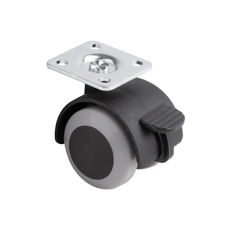 Omezená Nabídka StrongCastors kolečko s měkčeným běhounem průměr 40mm s plotničkou a brzdou šedá