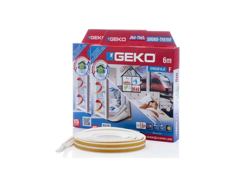 Vysoce Kvalitní GEKO - Těsnění do oken samolepící molitan F-profil 2x 3m - bílé