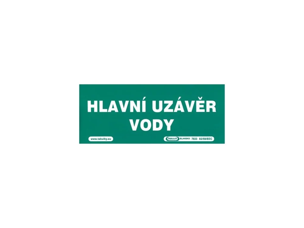 Přímo Od Výrobce Hlavní uzávěr vody 210x87mm - samolepka