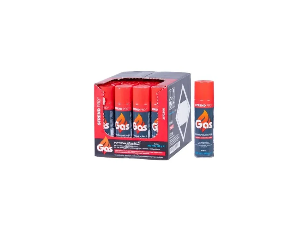 Kartuš Strend Pro, plyn Propan-Butan, 139 g, 250 ml, k plnění, do zapalovačů Jen Po Omezenou Doba