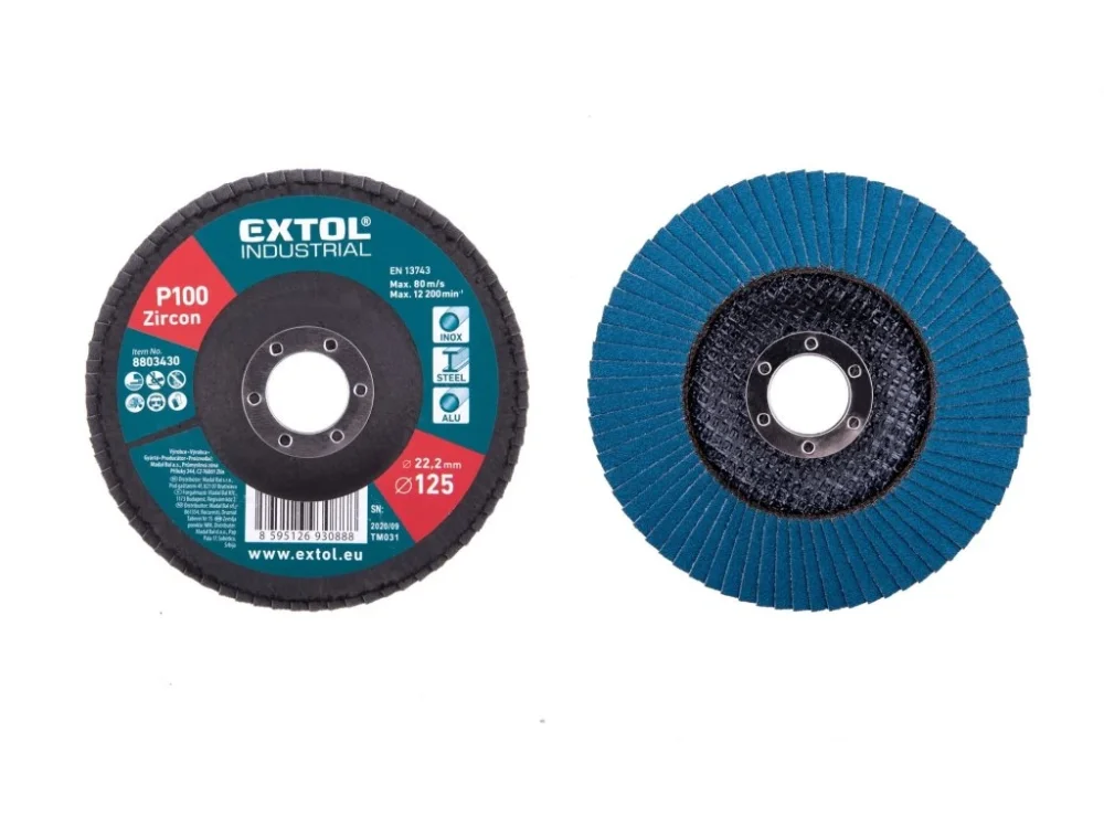 Kotouč lamelový šikmý zirkonový, P100, pr. 125mm Extol Industrial Akce