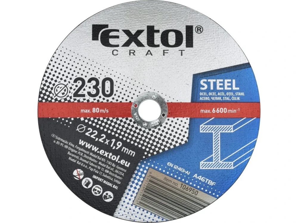 Kotouč řezný na kov, 5ks, pr. 230x1,9x22,2mm Extol Craft Super Cena