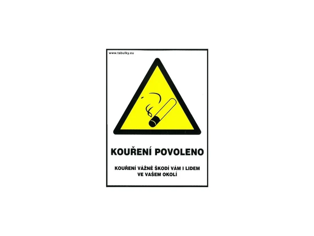 Kouření povoleno - pro restaurace 120x160mm - samolepka Ihned K Objednání