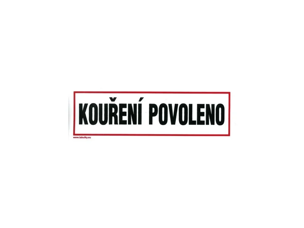 Výhodná Nabídka Plastová tabulka Kouření povoleno 210x70mm