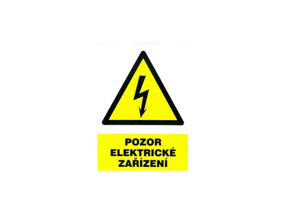Pozor elektrické zařízení 105x148mm - samolepka Oblíbený