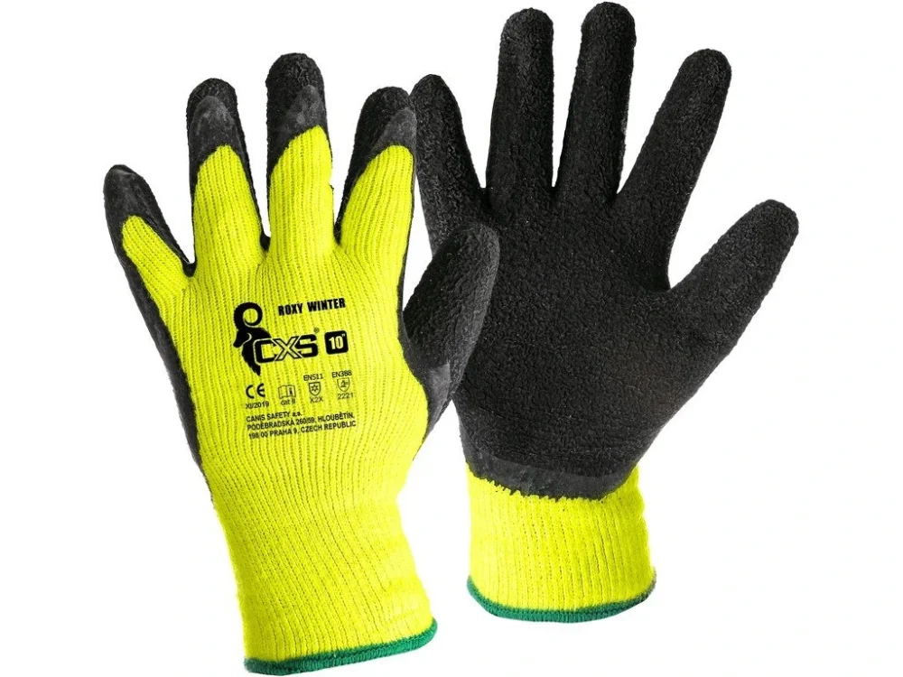 Časově Omezené Rukavice zimní ROXY WINTER, máčené v latexu, černo-žluté, vel. 7