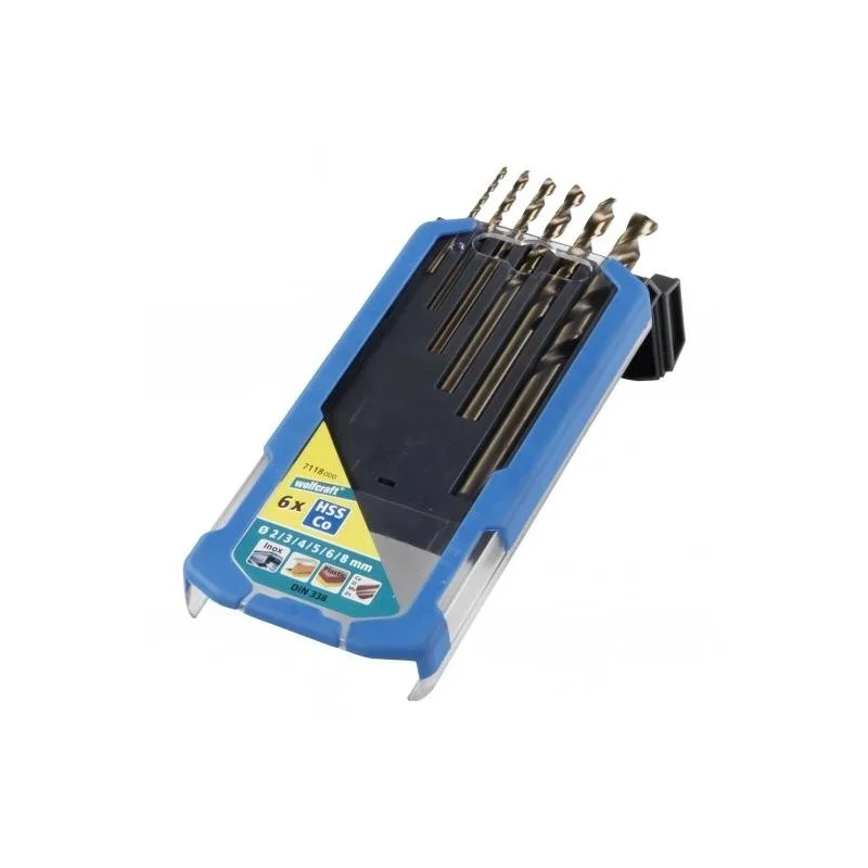 Wolfcraft Sada 6ks spirálové vrtáky do kovu HSS kobaltové ø2-8mm 7118000 Akční Nabídka