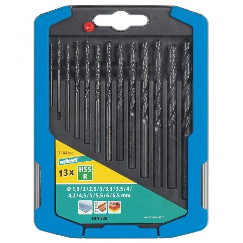 Značkový Wolfcraft Sada 13ks spirálové vrtáky do kovu HSS ø1,5-6,5mm 7104000