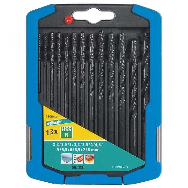 Víkendová Akce Wolfcraft Sada 13ks spirálové vrtáky do kovu válcovaný HSS ø2-8mm 7106000