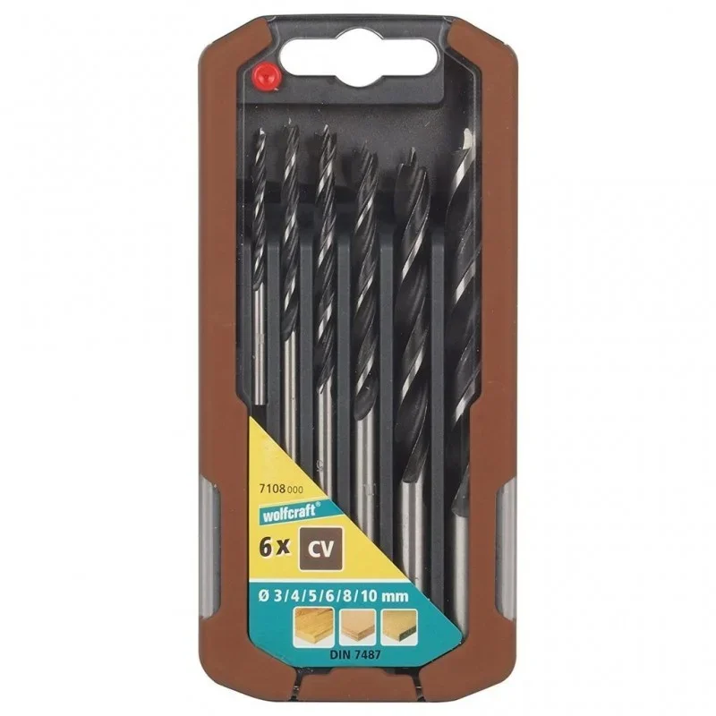 Wolfcraft Sada 6ks spirálový vrtáky do dřeva CV ø3-10mm 7108000 Jen Po Omezenou Doba