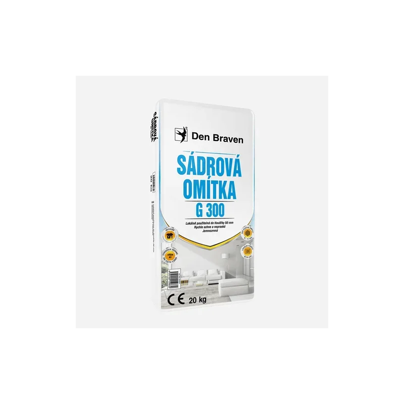Den Braven Sádrová omítka G300, pytel 20 kg, bílá Doprava Zdarma