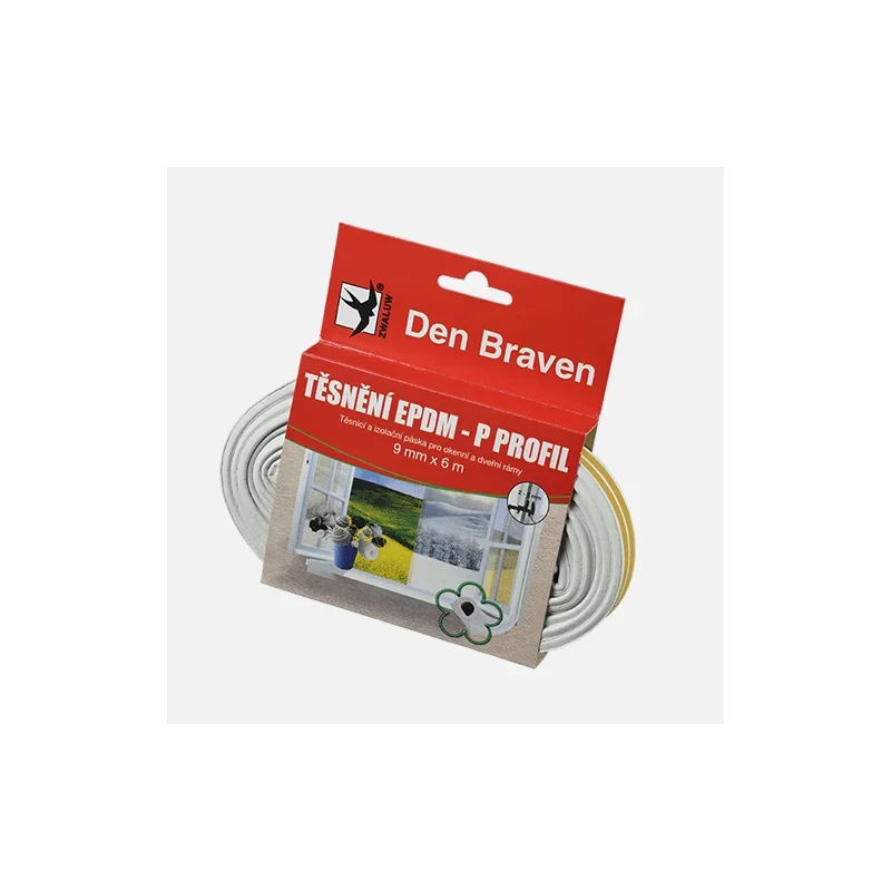 Den Braven Těsnicí profil z EPDM pryže, P profil, 9 mm x 5,5 mm x 100 m, bílý Sezónní Sleva