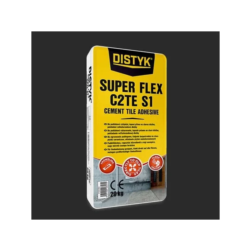 Výprodej FLEXIBILNÍ LEPIDLO NA OBKLADY A DLAŽBU SUPER FLEX C2TE S1 Distyk, pytel 20 kg, šedé