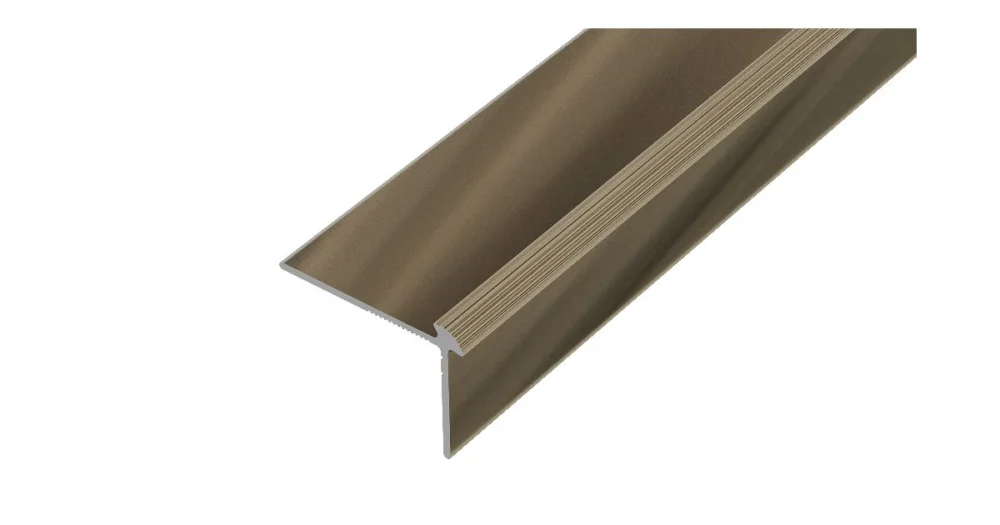 Zlevněný AP44 schodová lišta, hliník elox bronz, 30x40 mm, 2,7 m, pro tl: 2,5 mm