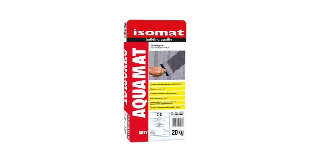 Cenově Výhodný ISOMAT AQUAMAT Cementová hydroizolace, šedá, 20 kg