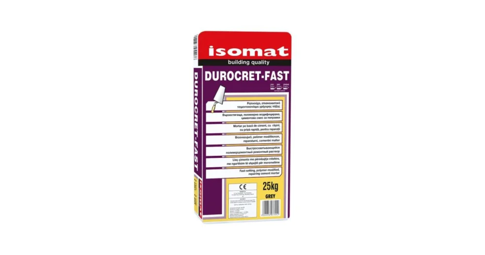 ISOMAT DUROCRET–FAST Rychle tuhnoucí opravná cementová malta, šedá, 25 kg Nová Kolekce