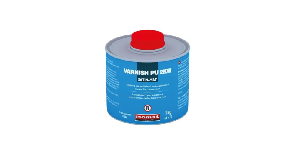 Aktuální ISOMAT VARNISH-PU 2KW Dvousložkový polyuretanový ochranný lak, satén/mat, transparentní, 1 kg