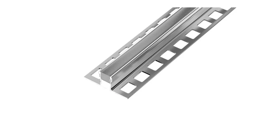 Pouze Dnes DL7/4 dilatační lišta s výplní 1/2 PU + 1/2 pryž, nerez lesk V2A šedá, 10 mm, 2,5 m
