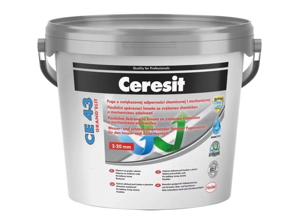 Flexibilní vodotěsná spárovací hmota CE 43 Grand´Élit šedá 5 kg Ceresit Originální