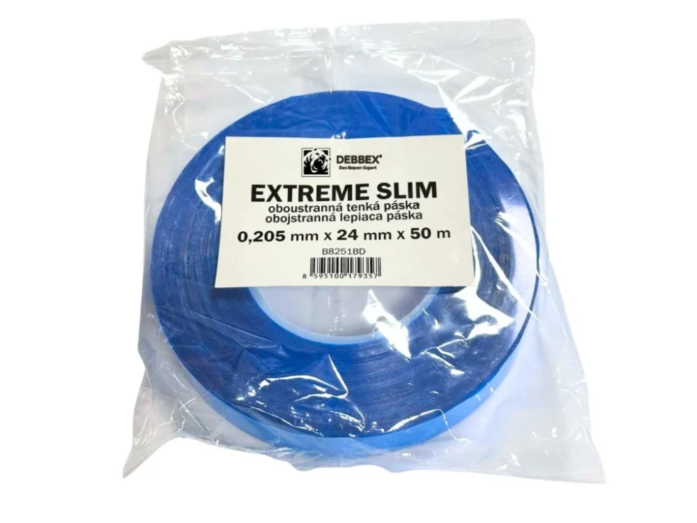Oboustranná páska Extreme Slim Clear 24 mm x 50 m BLISTR, 3"core Den Braven Akční Cena