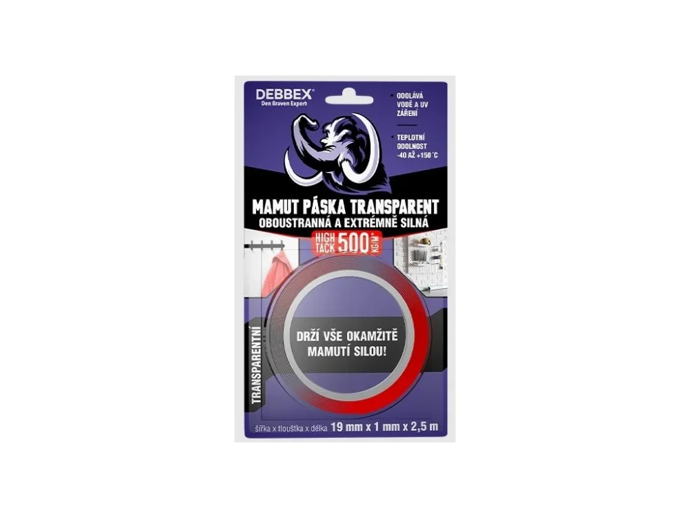 Akce Oboustranná páska High Tack CLEAR 19 mm x 2,5 m BLISTR, 3"core - Den Braven