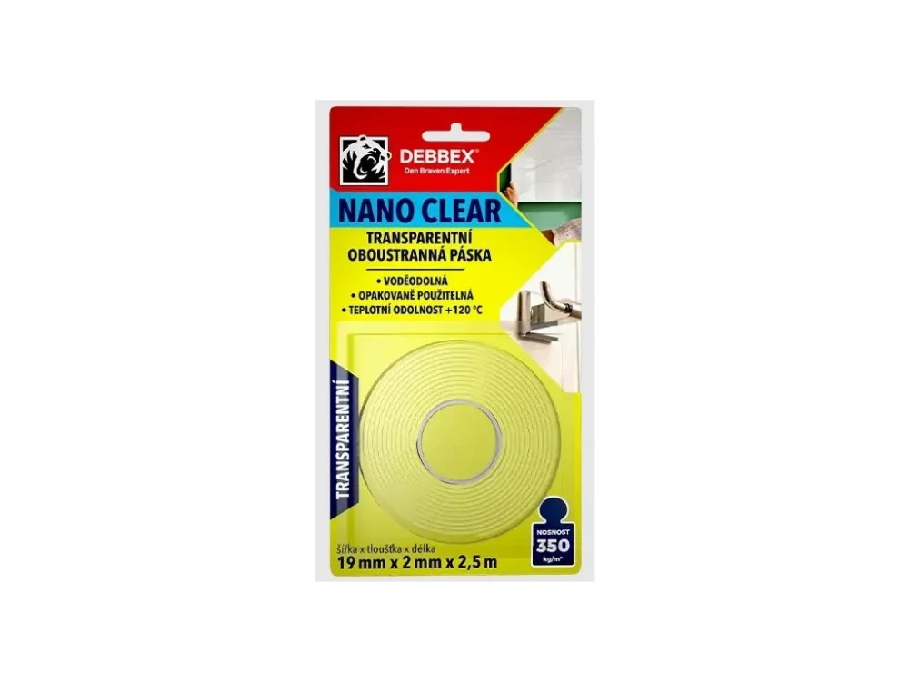 Oboustranná páska NANO Clear 19 mm x 2,5 m BLISTR,1,5"core - Den Braven Přímo Od Výrobce