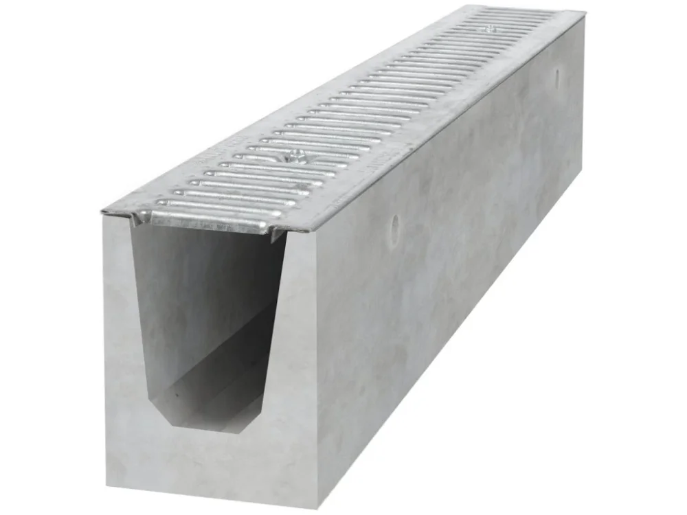 Odvodňovací betonový žlab BIELBET A15 s pozinkovanou mříží 1000 x 130 x 160 mm Doprava Zdarma