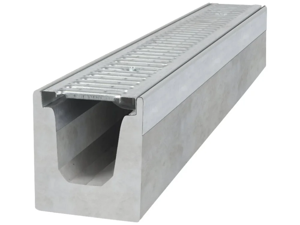 Akční Cena Odvodňovací betonový žlab BIELBET A15 s pozinkovanou mříží 1000 x 145 x 160 mm