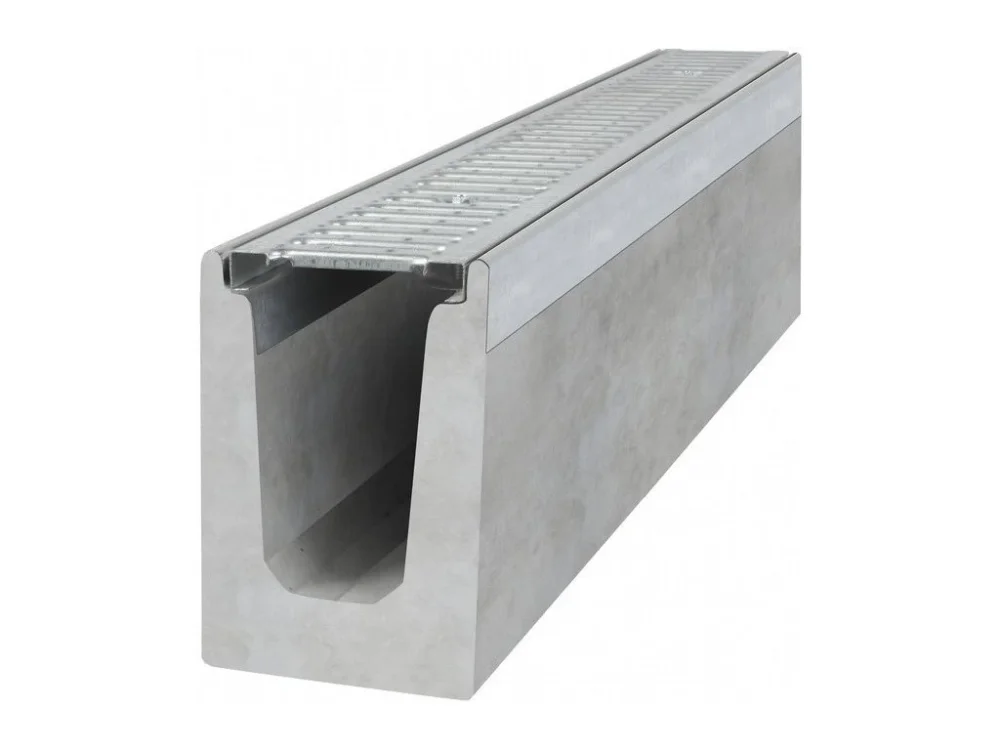 Cenový Hit Odvodňovací betonový žlab BIELBET A15 s pozinkovanou mříží 1000 x 145 x 220 mm