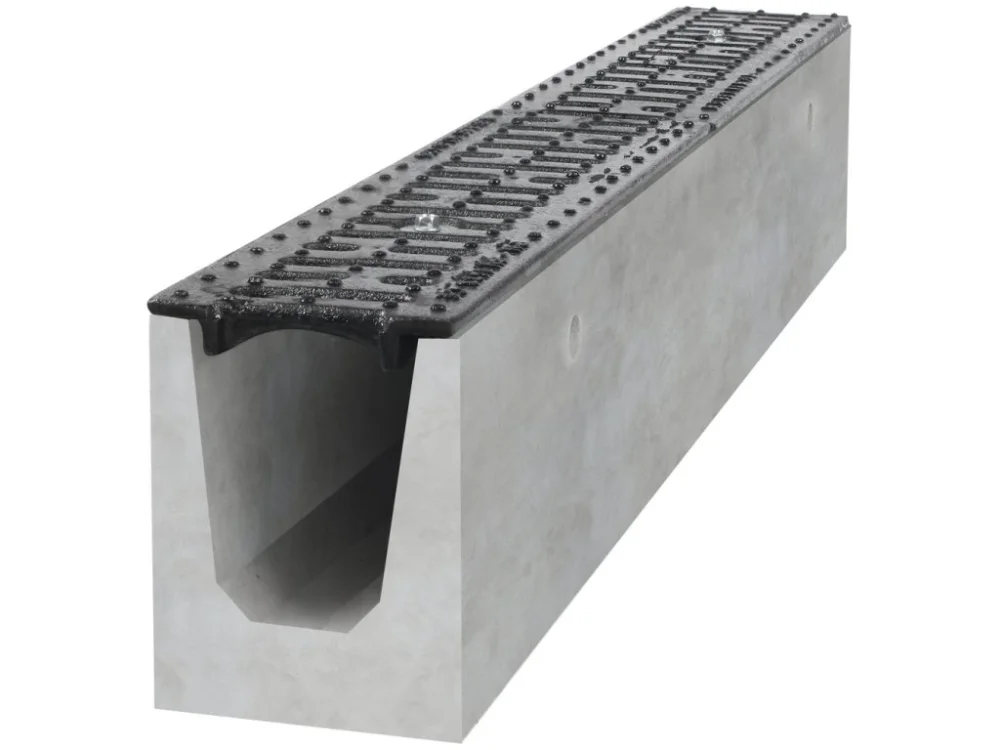 Přímo Od Výrobce Odvodňovací betonový žlab BIELBET B125 s litinovou mříží 1000 x 130 x 160 mm