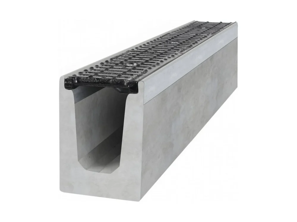 Odvodňovací betonový žlab BIELBET C250 s litinovou mříží 1000 x 145 x 220 mm Akce