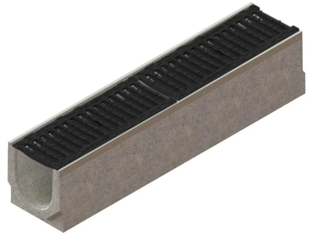 Cenová Bomba Odvodňovací betonový žlab VODALAND BASE C250 s litinovou mříží 1000 x 216 x 225 mm