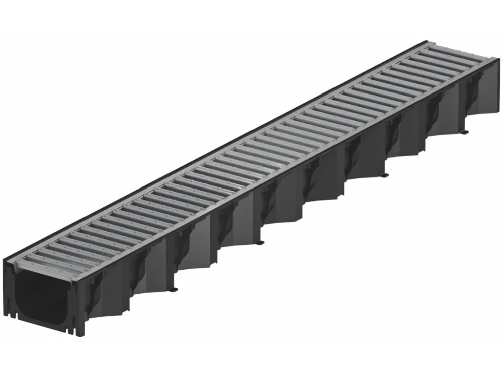 Ověřený Odvodňovací plastový žlab ACO HEXASELF A15 s pozinkovanou mříží 1000 x 129 x 81 mm