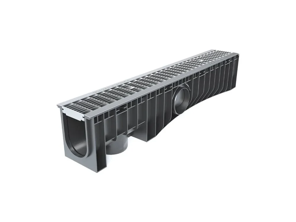 Odvodňovací plastový žlab TECHNODRAIN NEO 100H B125 s pozinkovanou mříží 1000 x 150 x 185 mm Akce