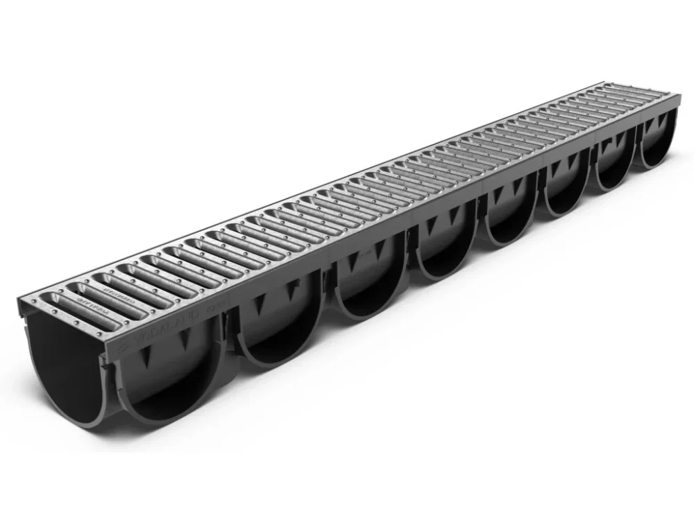 Odvodňovací plastový žlab VODALAND EASY A15 s pozinkovanou mříží 1000 x 125 x 100 mm Bezpečná Platba