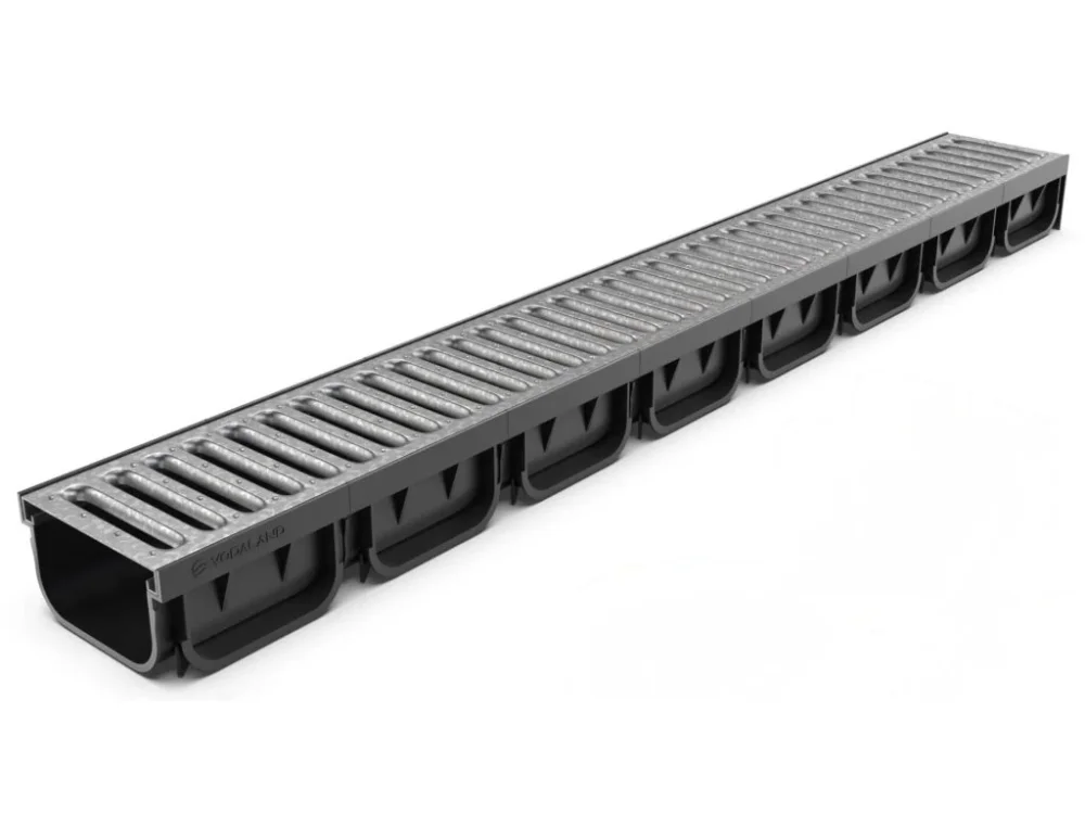 Odvodňovací plastový žlab VODALAND EASY A15 s pozinkovanou mříží 1000 x 125 x 70 mm Nakupujte Hned