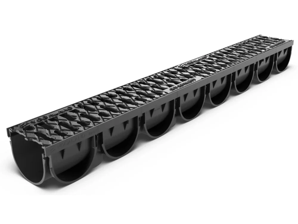 Nejprodávanější Odvodňovací plastový žlab VODALAND EASY C250 s litinovou mříží 1000 x 125 x 100 mm