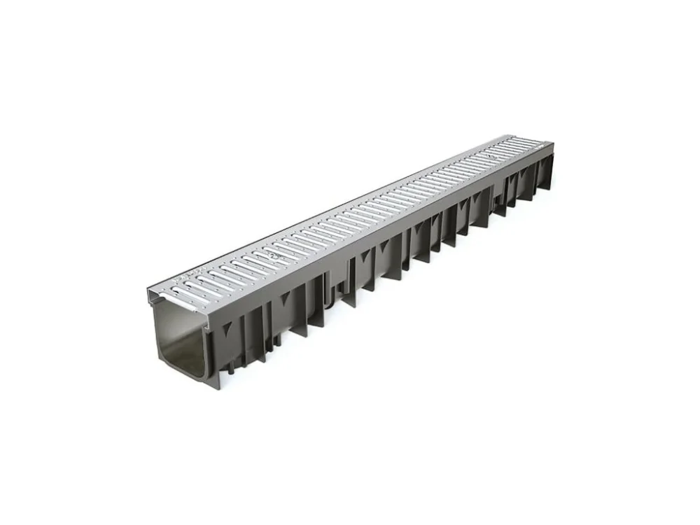 Odvodňovací plastový žlab WAVEDRAIN A15 s pozinkovanou mříží 1000 x 120 x 110 mm Výhodná Nabídka