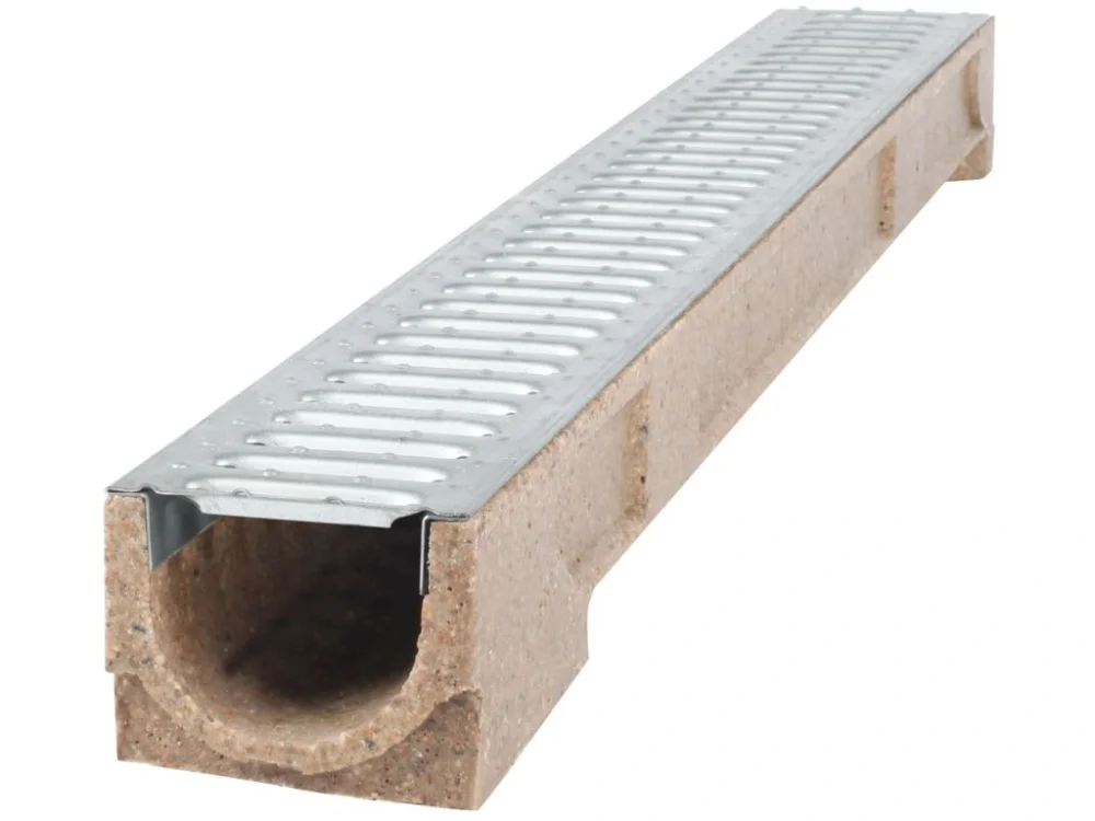 Odvodňovací polymerbetonový žlab BIELBET A15 s pozinkovanou mříží 1000 x 125 x 100 mm Expresní Doručení