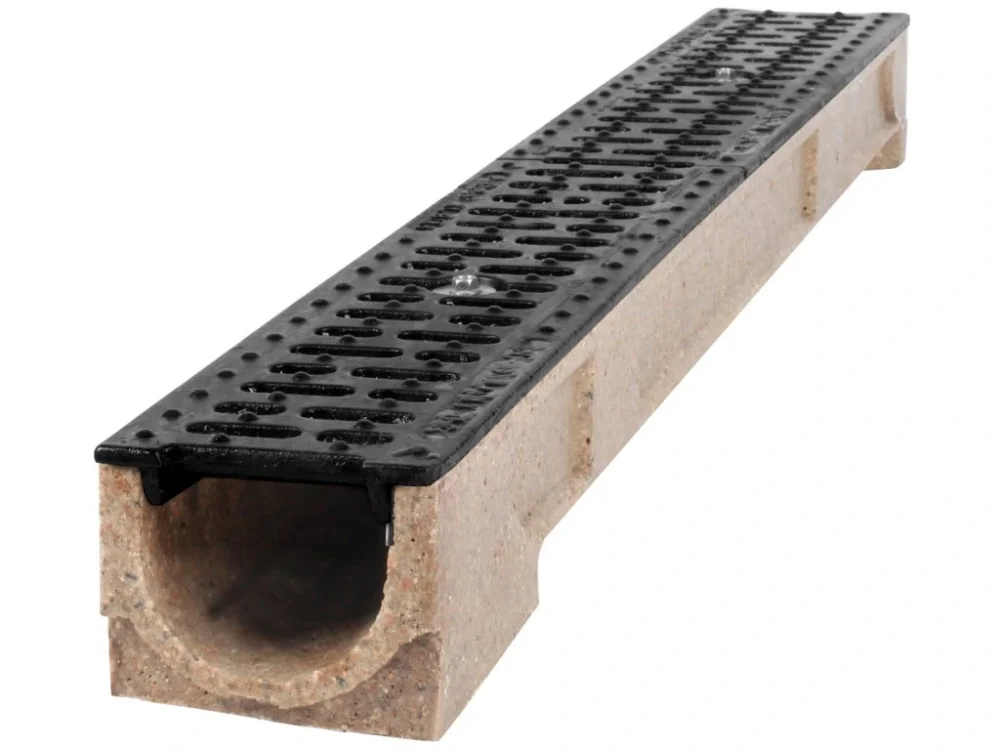 Odvodňovací polymerbetonový žlab BIELBET B125 s litinovou mříží 1000 x 125 x 100 mm Značkový