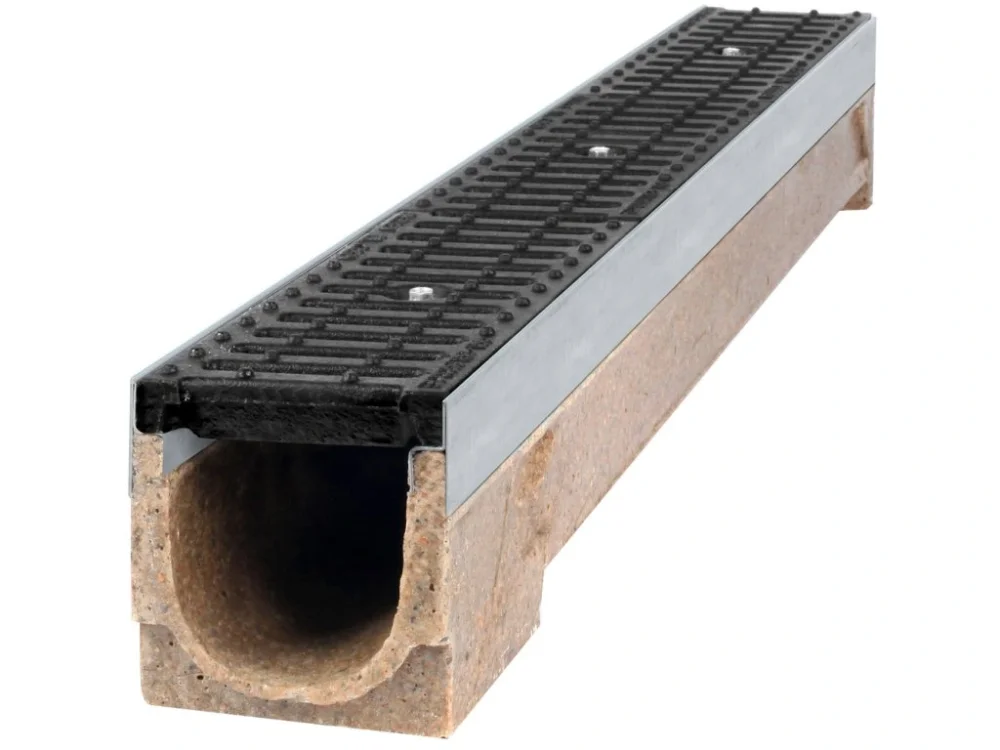 Odvodňovací polymerbetonový žlab BIELBET B125 s litinovou mříží 1000 x 130 x 130 mm Speciální Cena