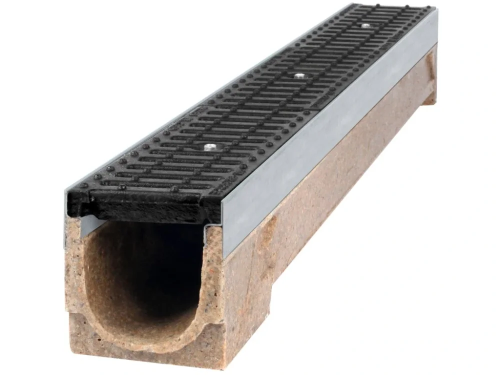 Odvodňovací polymerbetonový žlab BIELBET C250 s litinovou mříží 1000 x 130 x 130 mm Ověřený