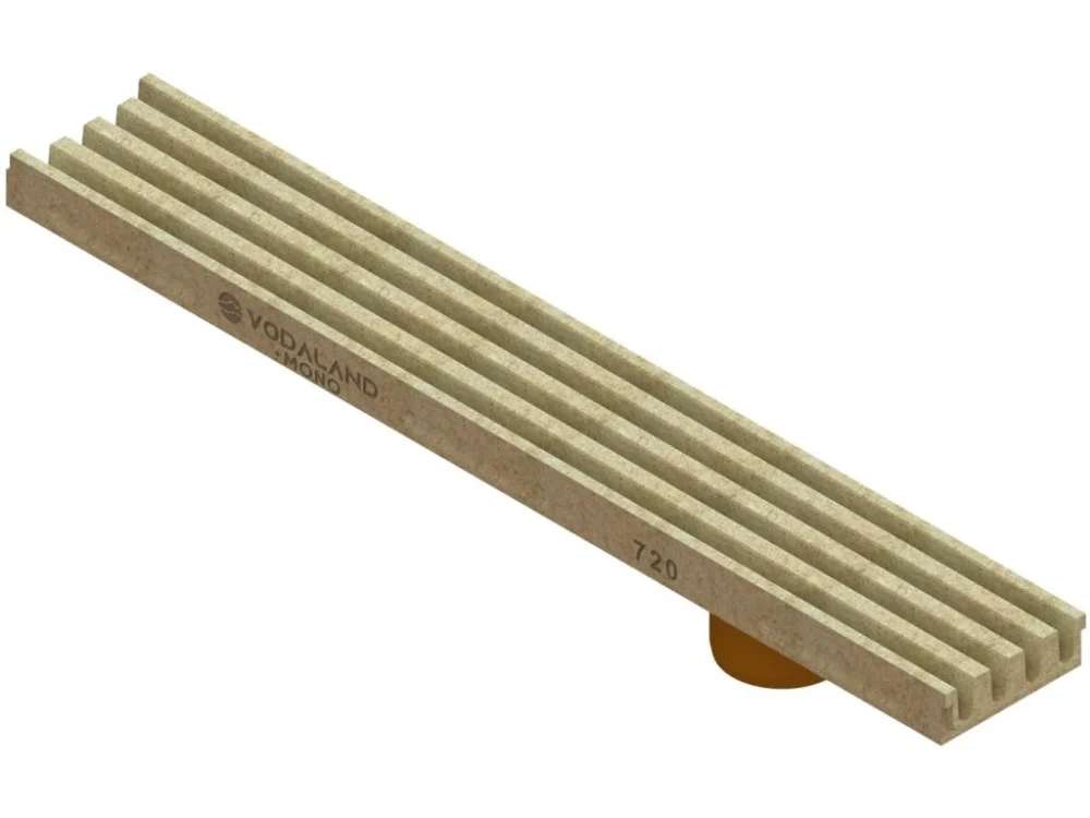 Odvodňovací polymerbetonový žlab VODALAND MONO C250 štěrbinový s odtokem 1000 x 150 x 50 mm pískový Časově Omezené