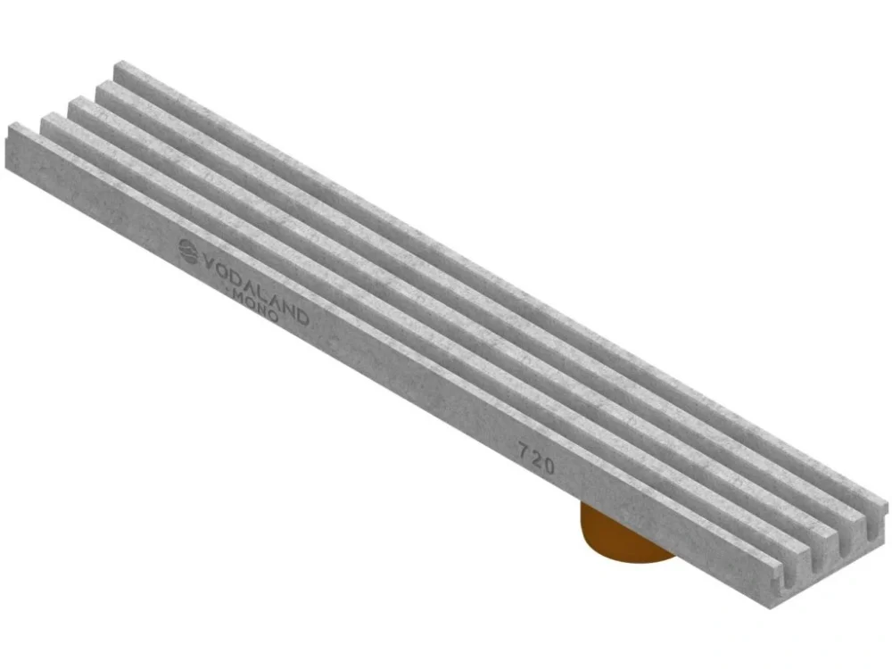 Odvodňovací polymerbetonový žlab VODALAND MONO C250 štěrbinový s odtokem 1000 x 150 x 50 mm šedý Nejprodávanější