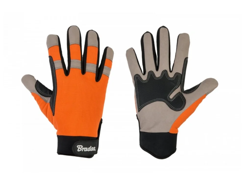 Ochranné rukavice BRADAS TECH GRAY oranžovošedé 10" Zlevněný