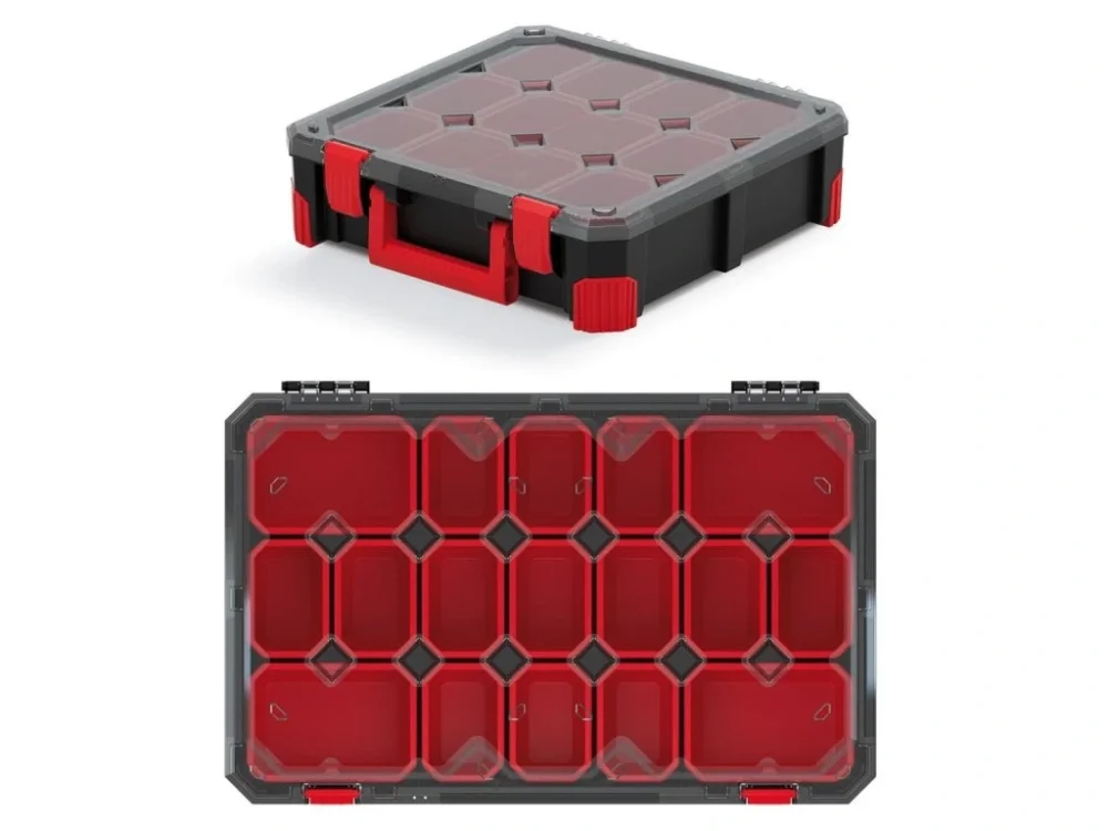 Dokud Zásoby Vydrží Organizér TITAN - 17 krabiček, průhledné víko 598 x 390 x 110 mm