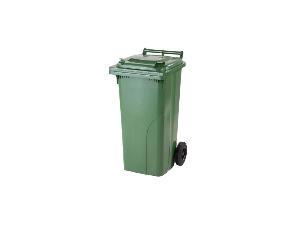Originální Plastová popelnice 120 litrů PVC hranatá zelená