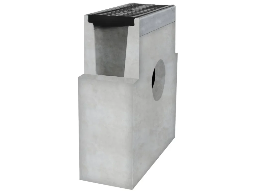 Výprodej Sběrná betonová vpusť BIELBET B125 s litinovou mříží 333 x 145 x 450 mm 160 mm